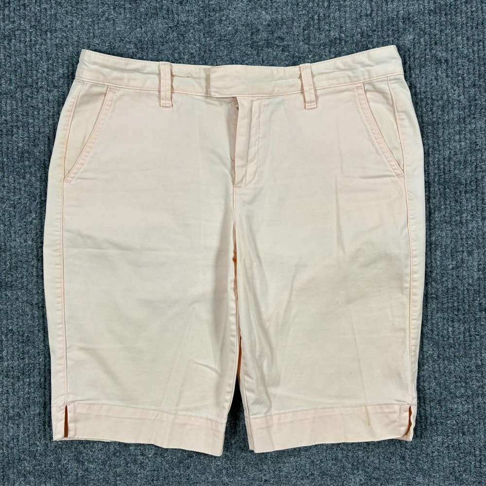 GAP Womens Bermuda Shorts Size 8 Pink Chambray Cotton Casual Classic High Rise